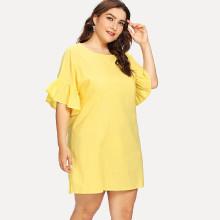 Shein Plus Ruffle Sleeve Side Slit Dress