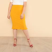 Shein Plus Ruffle Hem Pencil Skirt