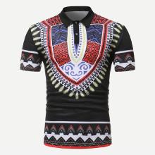 Shein Men Ornate Print Polo Shirt