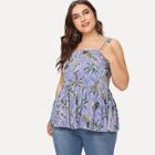 Shein Plus Pineapple Print Striped Pep Hem Top