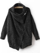 Shein Black Lapel Long Sleeve Ouch Cardigan Sweater