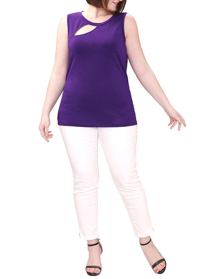 Shein Purple Cut Out Plus Tank Top