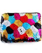 Shein Multicolor Sequined Zipper Clutch Bag