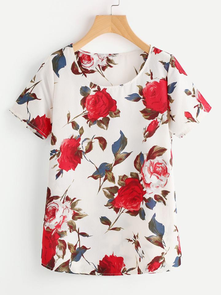 Shein Random Flower Print Top