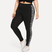 Shein Plus Snake Skin Panel Side Leggings