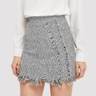 Shein Frayed Trim Tweed Skirt
