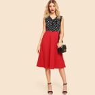 Shein Knot Front Patchwork Dress