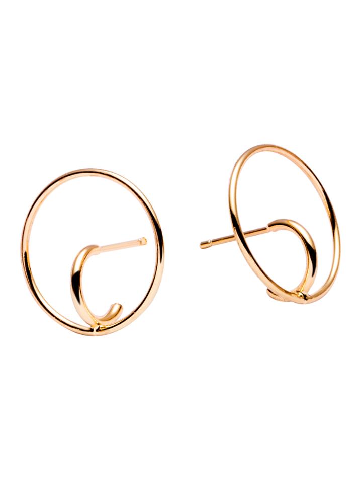 Shein Gold Trumpet Design Geo Circle Earrings