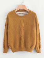 Shein Cut Out Lace Up Back Cable Knit Sweater