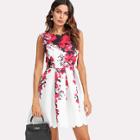 Shein Scallop Trim Boxed Pleated Dress