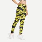 Shein Caution Tape Print Leggings