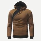 Shein Men Oblique Zipper Hooded Sweatshirt