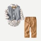 Shein Boys Printed Jumpsuit & Vest & Pants