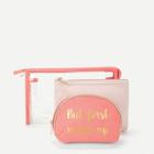 Shein Letter Print Zipper Makeup Bag 3pcs