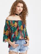 Shein Shirred Off The Shoulder Tunic Top