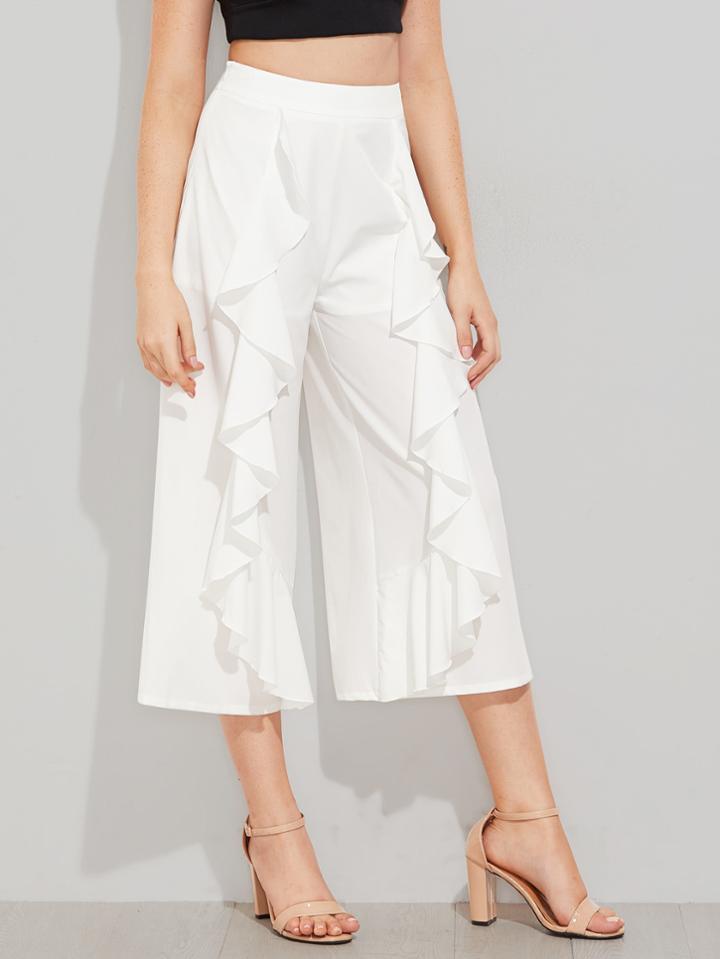 Shein Flounce Trim Culotte Pants