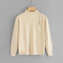 Shein Pocket Button Decoration Sweater