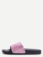 Shein Pink Glitter Sequin Rubber Sole Slippers