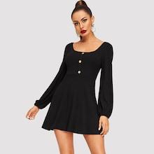 Shein Button Detail Mixed Media Dress