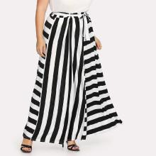Shein Plus Contrast Striped Belted Skirt