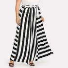 Shein Plus Contrast Striped Belted Skirt