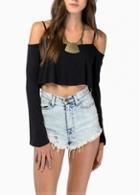 Rosewe New Arrival Off The Shoulder Black T Shirts
