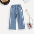 Shein Toddler Girls Contrast Tape Side Raw Hem Jeans