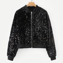 Shein Zipper Fly Sequin Jacket