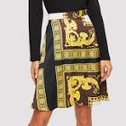 Shein Retro Print A-line Skirt