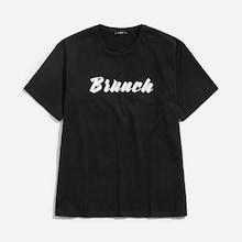 Shein Men Letter Print Solid Tee