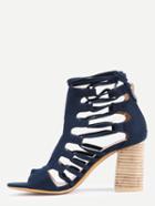 Shein Faux Suede High Vamp Lace-up Sandals - Navy