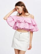 Shein Gingham Tiered Flounce Crop Top