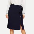 Shein Button Detail Waist Knot Split Skirt
