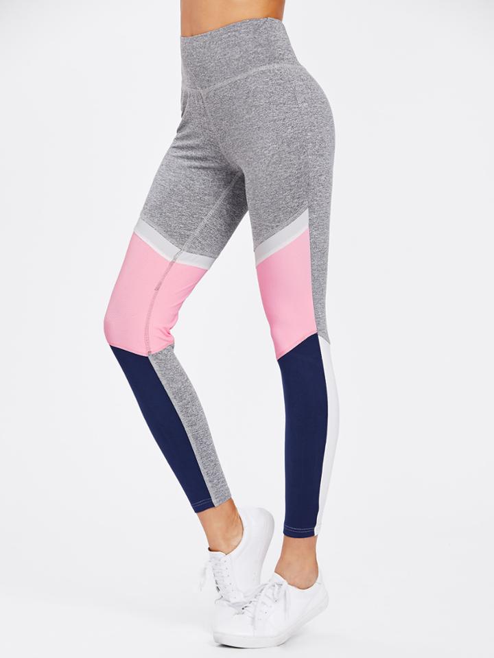 Shein Wide Waistband Cut And Sew Leggings