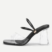Shein Peep Toe Clear Chunky Heeled Pumps