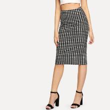 Shein Split Back Plaid Wrap Skirt