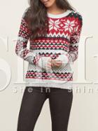Shein Multicolor Long Sleeve Snowflake Print Sweater