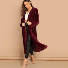 Shein Open Front Solid Longline Coat