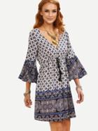 Shein Multicolor Double V-neck Paisley Print Dress