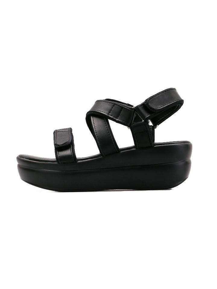 Shein Black Hook&loop Flatform Sandals