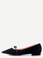 Shein Black Faux Suede Mary Jane Flats