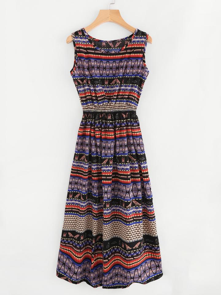 Shein Aztec Print Elastic Waist Dress