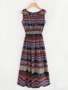 Shein Aztec Print Elastic Waist Dress