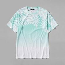 Shein Men Leaf Print Ringer Tee