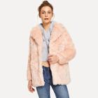 Shein Hidden Button Faux Fur Teddy Coat