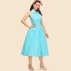 Shein Button Embellished Fit & Flared Collar Dress