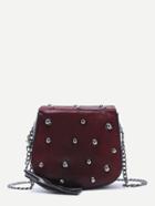 Shein Burgundy Tassel Trim Studded Horse Hair Crossbody Bag