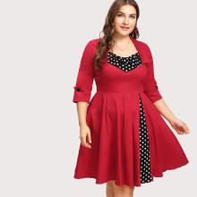 Shein Plus Contrast Spot Circle Dress