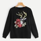 Shein Christmas Sequin Animal Embellished Sweatshirt