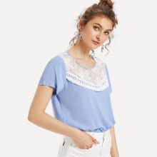 Shein Lace Insert Tassel Embellished Top